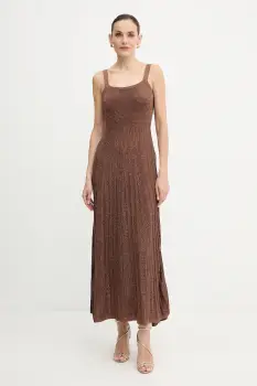 Morgan rochie culoarea maro, maxi, evazati, RMARMAI imagine