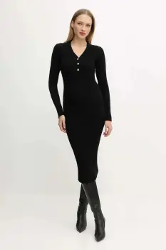 Morgan rochie culoarea negru, midi, mulata, RMEXAS imagine