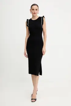 Morgan rochie culoarea negru, midi, mulata, RMSAGA imagine