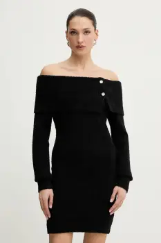 Morgan rochie culoarea negru, mini, mulata, RMBOGO imagine