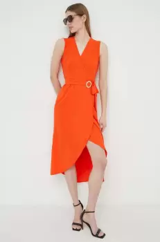 Morgan rochie culoarea portocaliu, midi, evazati imagine