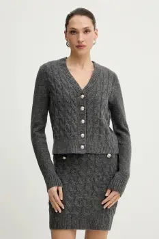 Morgan rochie din amestec de lana culoarea gri, mini, mulata, RMGREY imagine