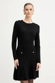 Morgan rochie din amestec de lana culoarea negru, mini, evazati, RMCOLO imagine