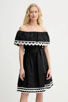 Morgan rochie din bumbac culoarea negru, mini, evazati, RCAPRI imagine