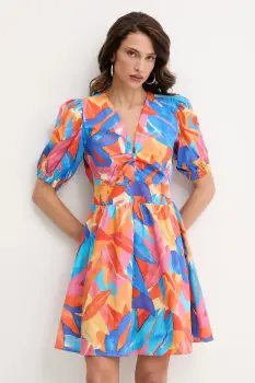 Morgan rochie din bumbac culoarea portocaliu, mini, evazati, RBANA.F imagine