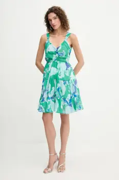 Morgan rochie din bumbac culoarea verde, mini, evazati, RAVEL.F imagine