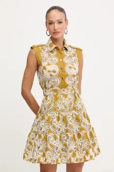 Morgan rochie din bumbac culoarea verde, mini, evazati, ROILA imagine