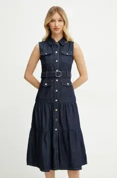 Morgan rochie din bumbac RNAUTICA culoarea bleumarin, midi, evazati, RNAUTICA imagine