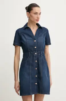 Morgan rochie jeans culoarea albastru marin, mini, mulata imagine