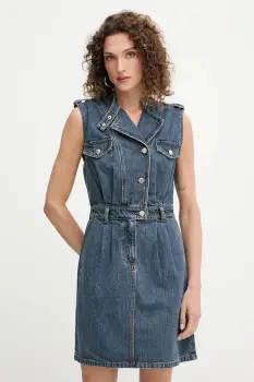Morgan rochie jeans culoarea bleumarin, mini, evazati, RNAPA imagine