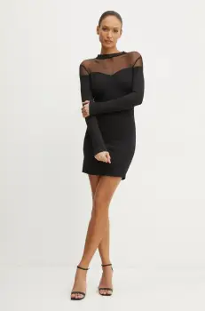 Morgan rochie RAVAL.F culoarea negru, mini, mulata, RAVAL.F imagine