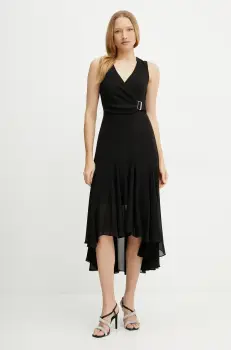 Morgan rochie REEL culoarea negru, midi, evazati, REEL imagine