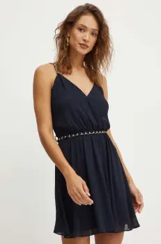 Morgan rochie RENODO culoarea albastru marin, mini, evazati, RENODO imagine