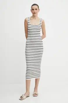 Morgan rochie RMDEBI culoarea bej, midi, mulata, RMDEBI imagine