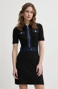 Morgan rochie RMJEAN culoarea negru, mini, evazati, RMJEAN imagine