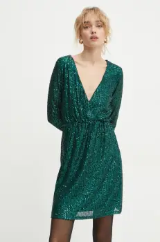 Morgan rochie RNINOU culoarea verde, mini, evazati, RNINOU imagine