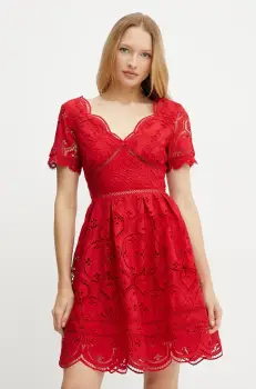 Morgan rochie ROMBRE culoarea rosu, mini, evazati, ROMBRE imagine