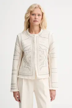 Morgan sacou culoarea bej, un singur rand de nasturi, cu model, VCLIKY imagine