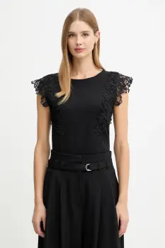 Morgan tricou din bumbac culoarea negru, DFLOWER imagine