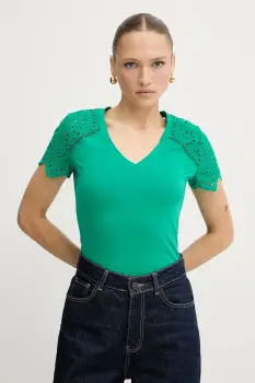 Morgan tricou din bumbac culoarea verde, DMATY imagine