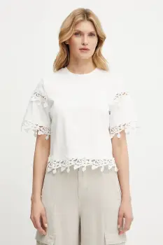 Morgan tricou din bumbac DFUTUR femei, culoarea alb, DFUTUR imagine