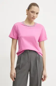 Morgan tricou din bumbac DOUTI femei, culoarea roz, DOUTI imagine