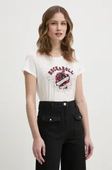 Morgan tricou DREBEL femei, culoarea bej, DREBEL imagine