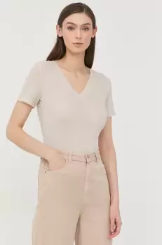 Morgan tricou femei, culoarea bej imagine