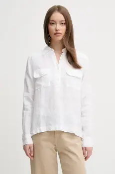 Mos Mosh bluza din in femei, culoarea alb, neted, 168430 imagine