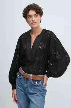 Mos Mosh bluza femei, culoarea negru, neted imagine