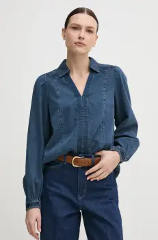 Mos Mosh bluza subtire de blugi femei, culoarea bleumarin, cu imprimeu, 168290 imagine