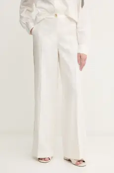 Mos Mosh pantaloni culoarea bej, drept, high waist, 169540 imagine