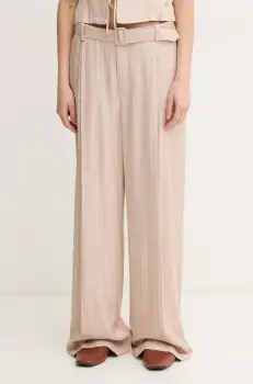 Mos Mosh pantaloni culoarea bej, drept, high waist, 169600 imagine