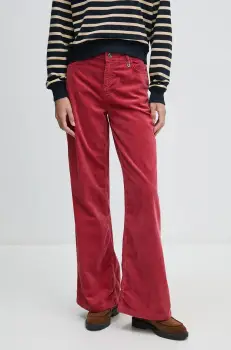 Mos Mosh pantaloni de catifea cord culoarea rosu, lat, high waist, 163950 imagine