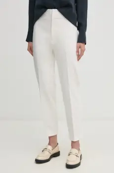 Mos Mosh pantaloni femei, culoarea alb, drept, high waist, 169200 imagine