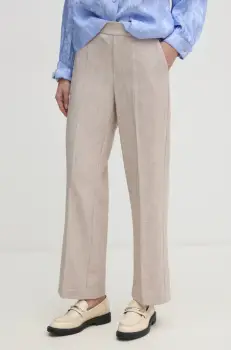 Mos Mosh pantaloni femei, culoarea bej, drept, high waist, 169210 imagine