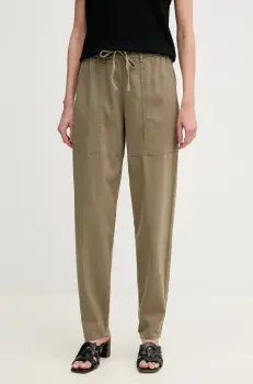 Mos Mosh pantaloni femei, culoarea verde, drept, high waist, 168840 imagine