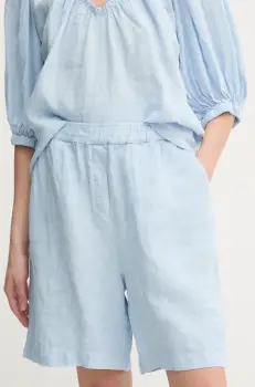 Mos Mosh pantaloni scurti din in femei, uni, high waist, 168480 imagine