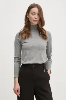 Mos Mosh pulover de lana femei, culoarea gri, light, cu guler imagine