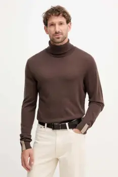 Mos Mosh pulover din amestec de lana ADAM culoarea maro, light, cu guler, 503343 imagine