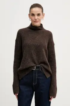 Mos Mosh pulover din amestec de lana Erim culoarea maro, calduros, cu guler, 175400 imagine