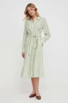 Mos Mosh rochie din in culoarea verde, midi, evazati imagine