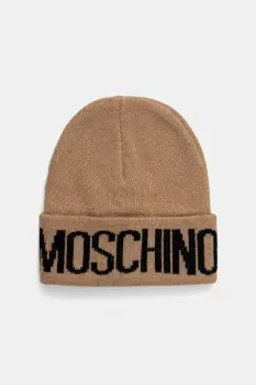 Moschino caciula din amestec de lana culoarea maro, din tricot gros, M5672 60102 imagine