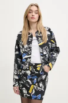 Moschino Jeans geaca cu aspect de camasa culoarea negru, de tranzitie, oversize, 0611 3241 imagine