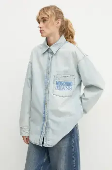 Moschino Jeans geaca jeans femei, de tranzitie, oversize, A0508 8720 imagine