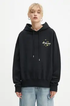 Moschino Jeans hanorac de bumbac femei, culoarea negru, cu gluga, cu imprimeu, A1701 8732 imagine