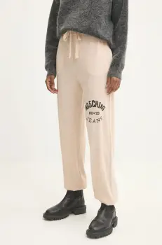 Moschino Jeans pantaloni de trening de lana culoarea bej, cu imprimeu, J0380 8700 imagine