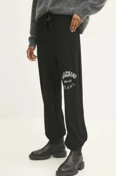 Moschino Jeans pantaloni de trening de lana culoarea negru, cu imprimeu, J0380 8700 imagine
