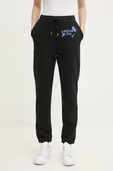 Moschino Jeans pantaloni de trening din bumbac culoarea negru, cu imprimeu, 0333 3228 imagine