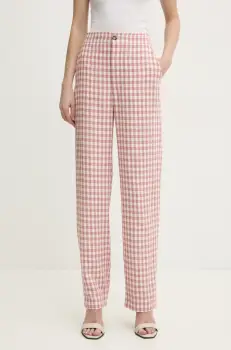 Moschino Jeans pantaloni din amestec de in culoarea bej, drept, high waist, 0307 3226 imagine